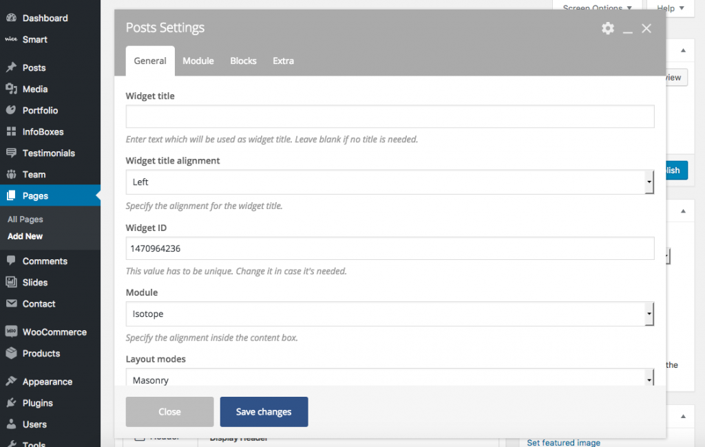 Posts Block - General tab