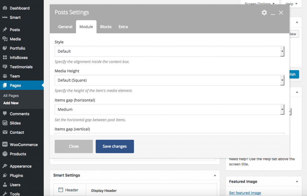 Posts Block - Module tab