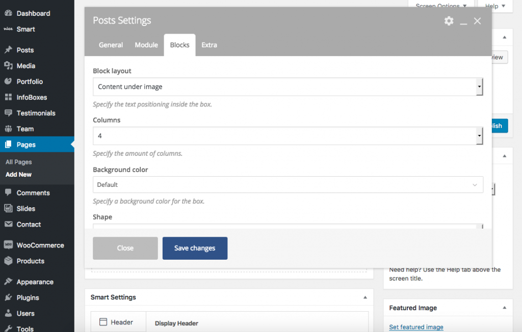 Posts Block - Blocks tab
